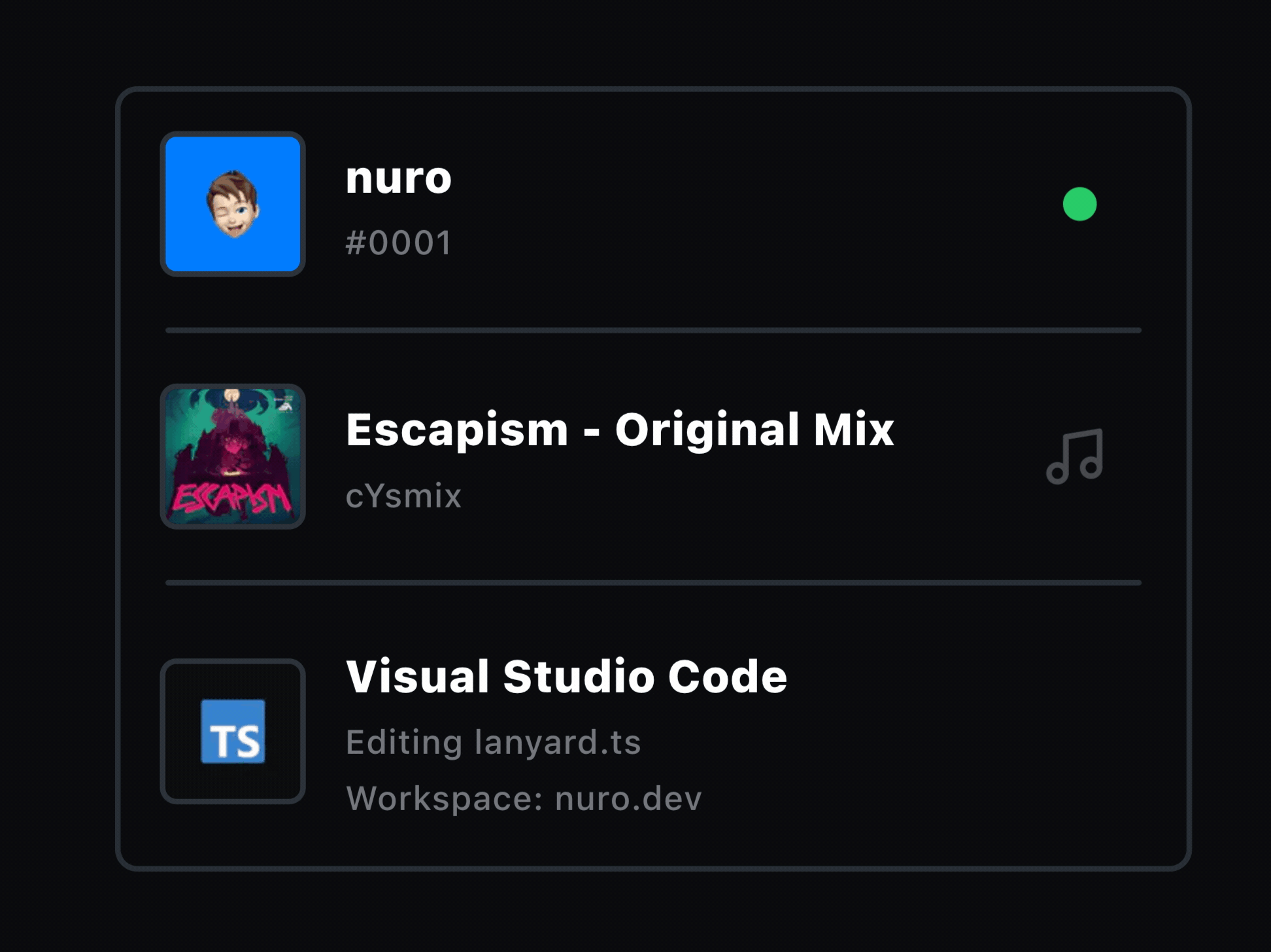 Status Widget in action Status Widget in action